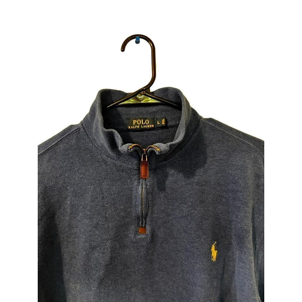 Men's Polo Ralph Lauren Blue 1/4 Zip Pullover Sweater Size L [EXCELLENT] - Picture 2 of 3